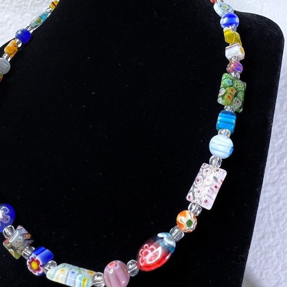 Handcrafted Glass Bead Multicolor 16" Necklace and Anklet Set Lot Hippie Artist - Picture 5 of 6